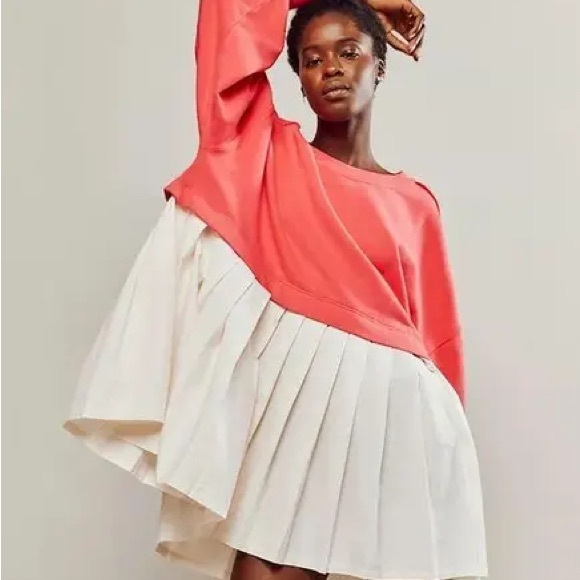 Free People Eleanor Size XL, Watermelon Wedge Two-Tone Dress - Picture 3 of 8